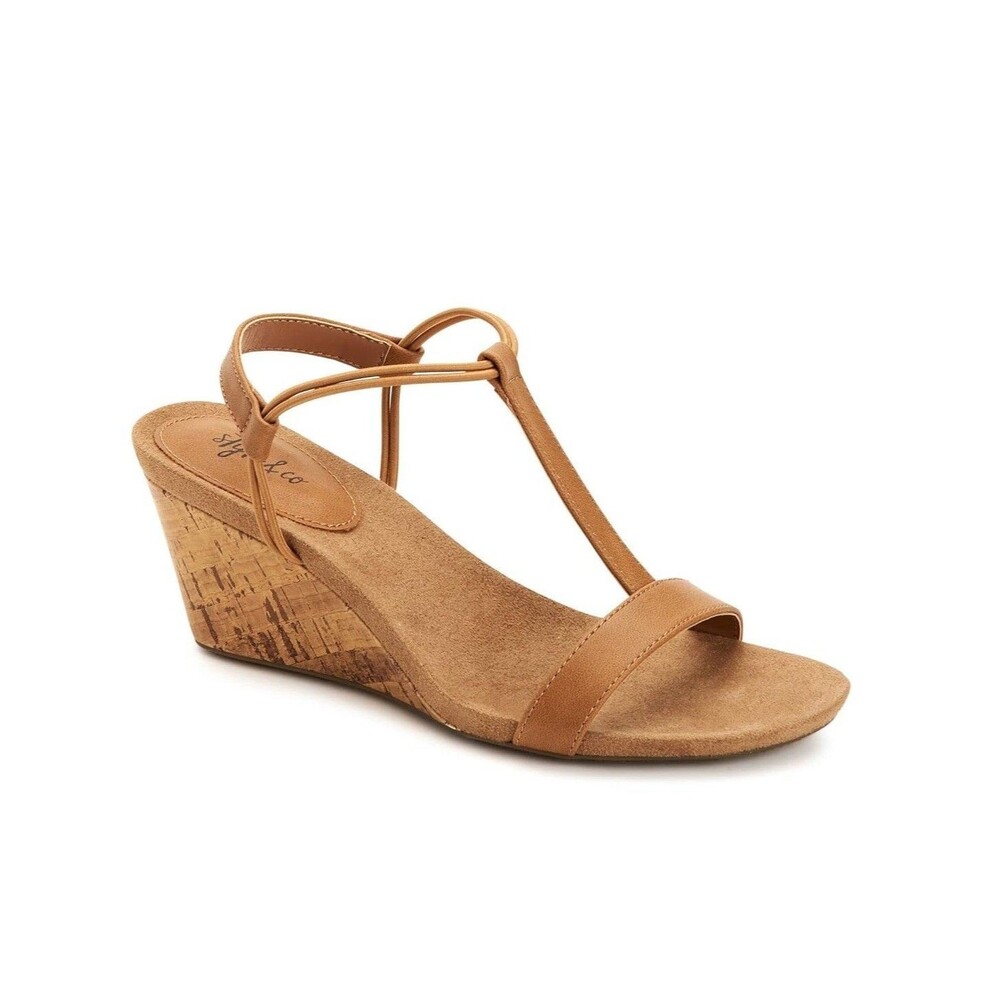 Style & Co. Womens 11 M Medium Tan Mulan Wedge Heel Sandals NIB NN4